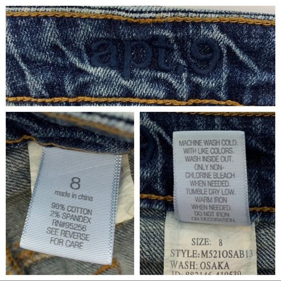 Apt 9 Embroidered Sequin Cuffed Crop Capri Jeans Osaka Fade Distressing Size 8 - Picture 10 of 16